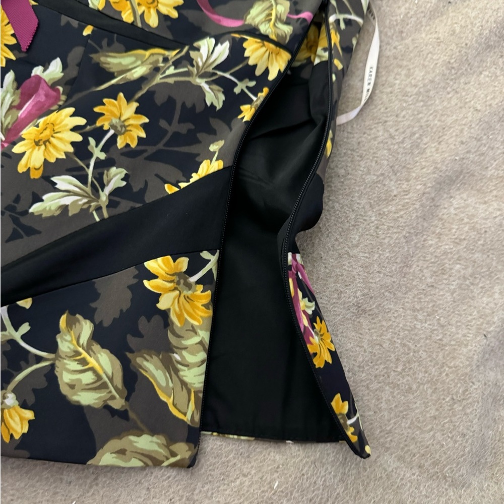 Karen Millen Floral Jacquard Paneled Purple Yellow Top Size 8 Crop Top - Picture 5 of 9